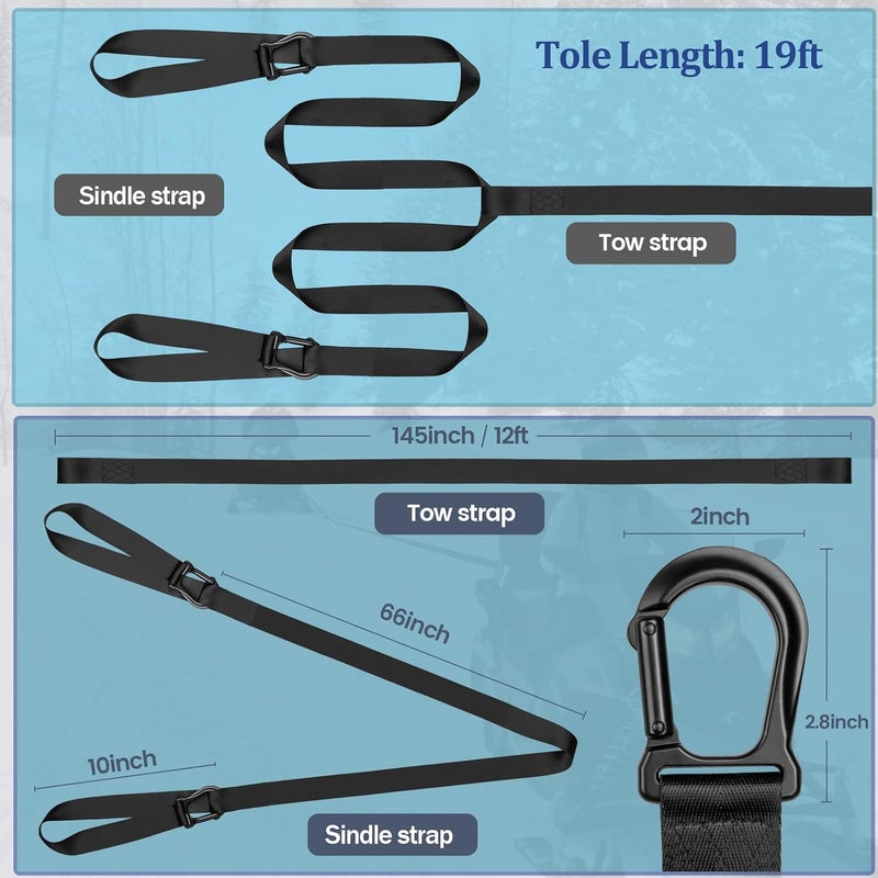 Botepon Snowmobile Tow Strap with Hook, 19ft Tow Rope, Quick Hook Up for Sled, Skidoo, ATV, Emergency Kit Accessory - Image 2